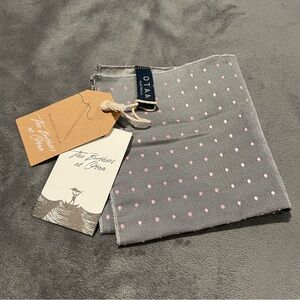 OTAA Australia Pocket Square Gray Polka Dot Hand Made Hand Stitched Microfiber